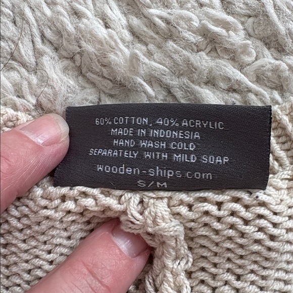 Wooden Ships Drapey Boxy Cotton Cream/Black Striped Sweater S/M EUC - Picture 7 of 7